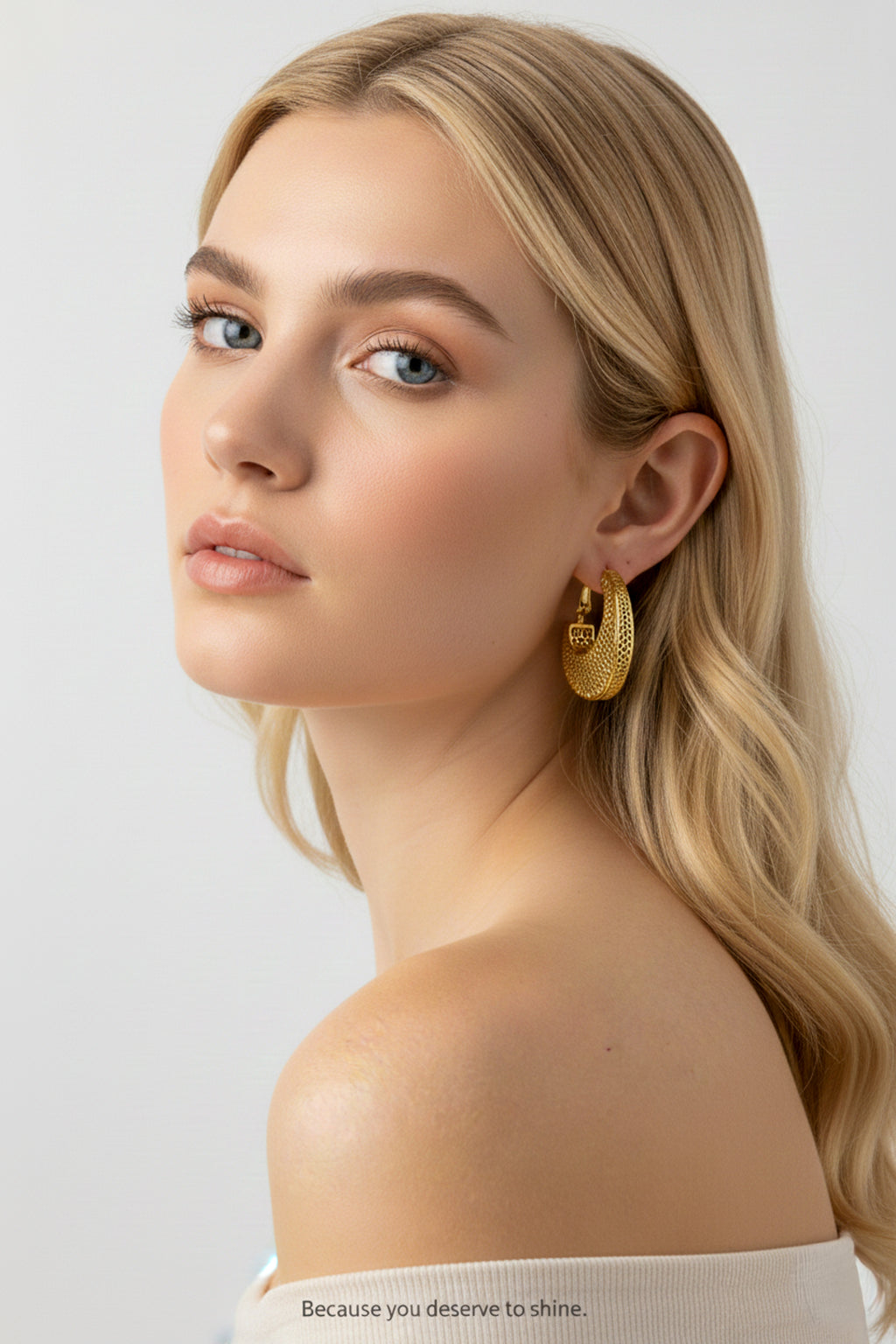 Honeycomb Mesh Gold Hoop Earrings