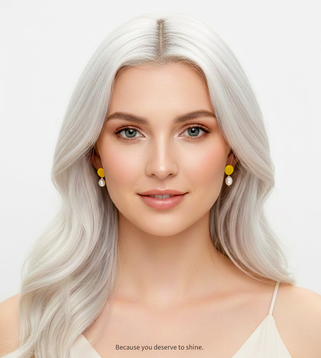 Citrus Sunlight & Pearl Drop Earrings