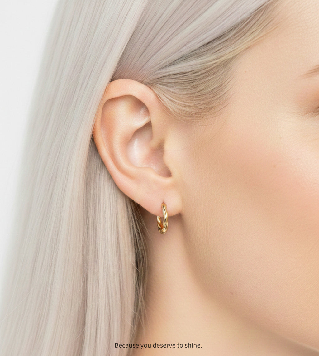 Gold Twisted Ribbon Drop Earrings