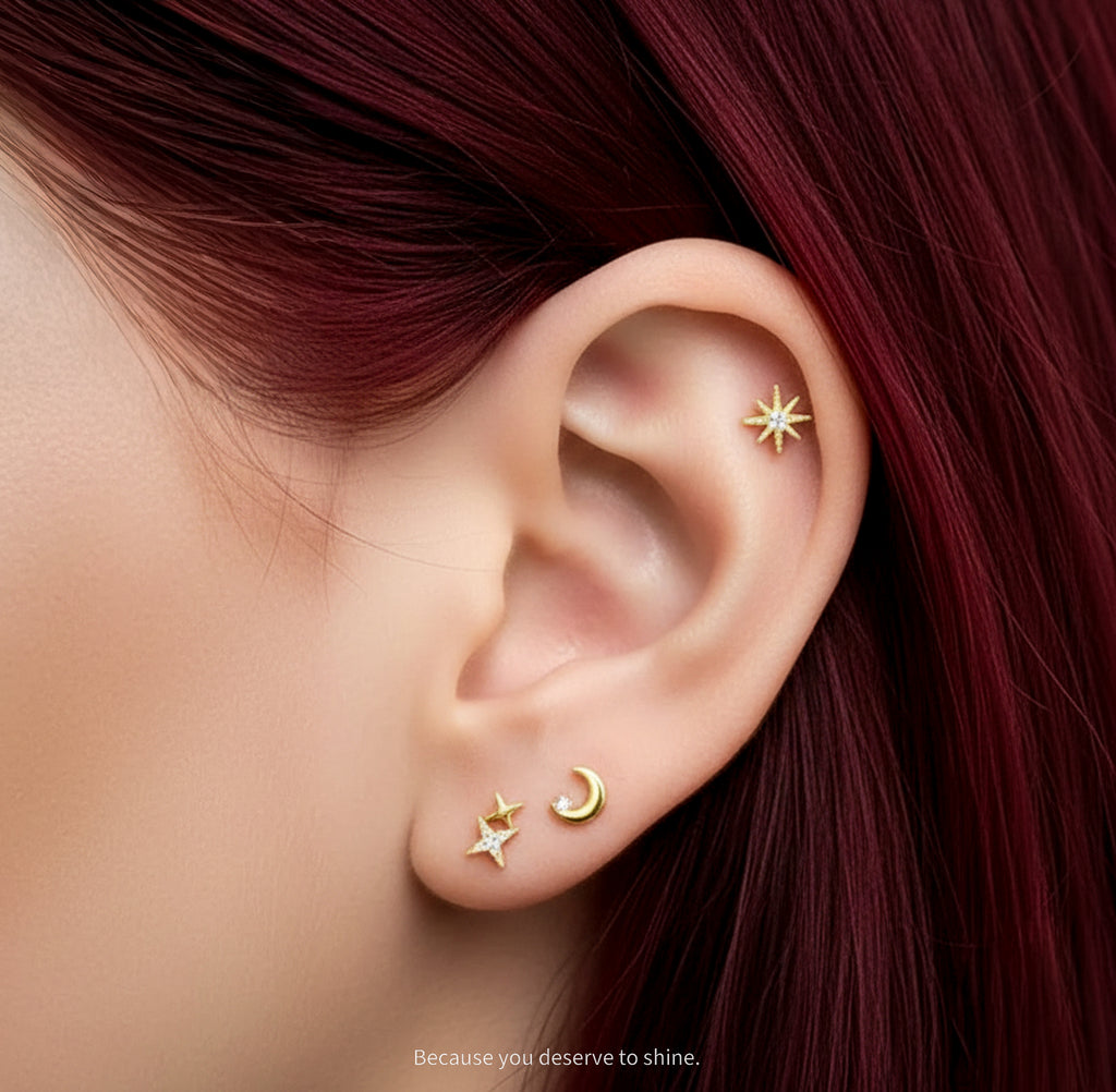 Wish Upon a Star & Moon Earring Stack