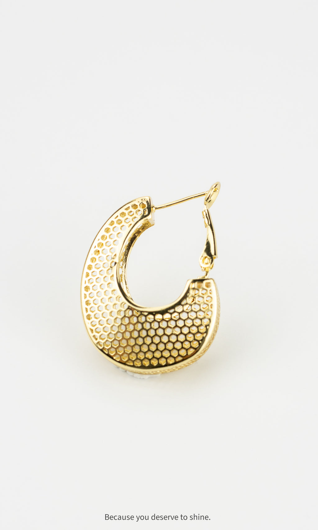 Honeycomb Mesh Gold Hoop Earrings
