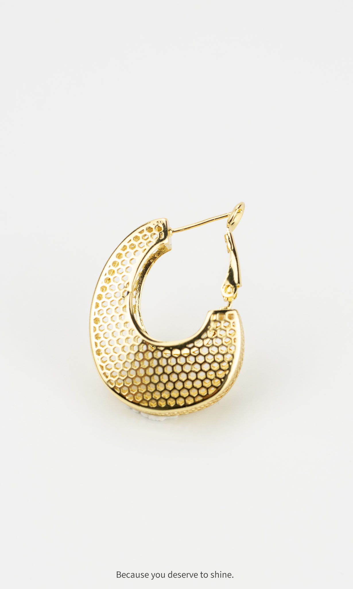 Honeycomb Mesh Gold Hoop Earrings