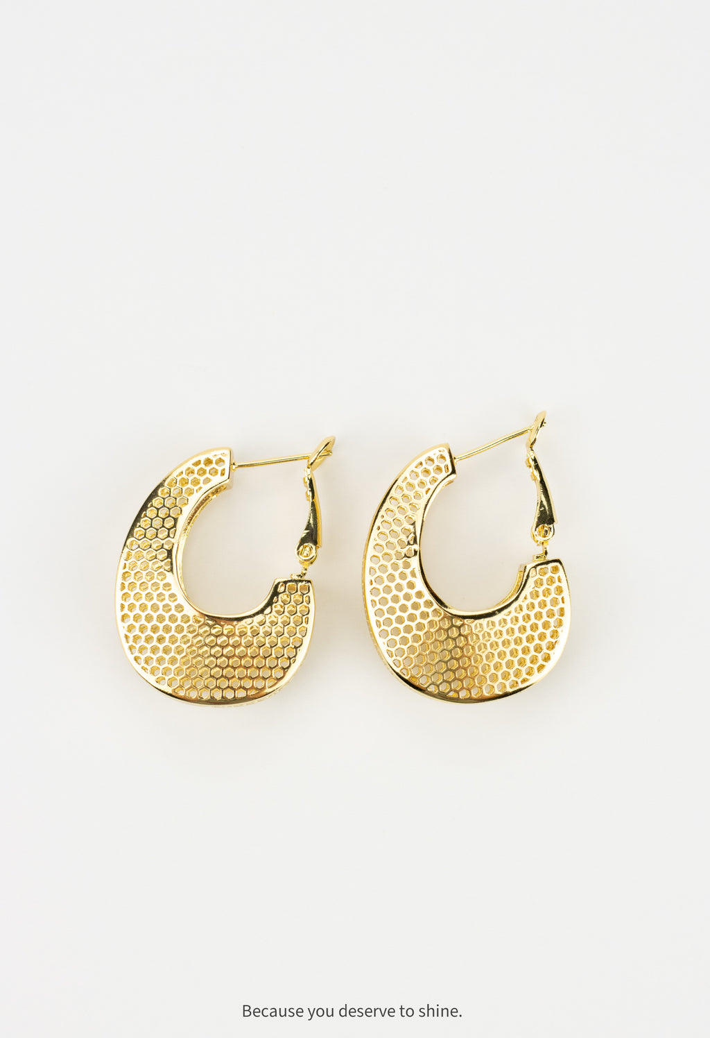 Honeycomb Mesh Gold Hoop Earrings