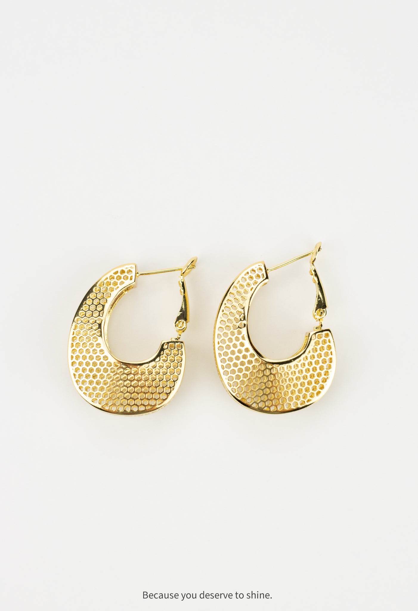 Honeycomb Mesh Gold Hoop Earrings