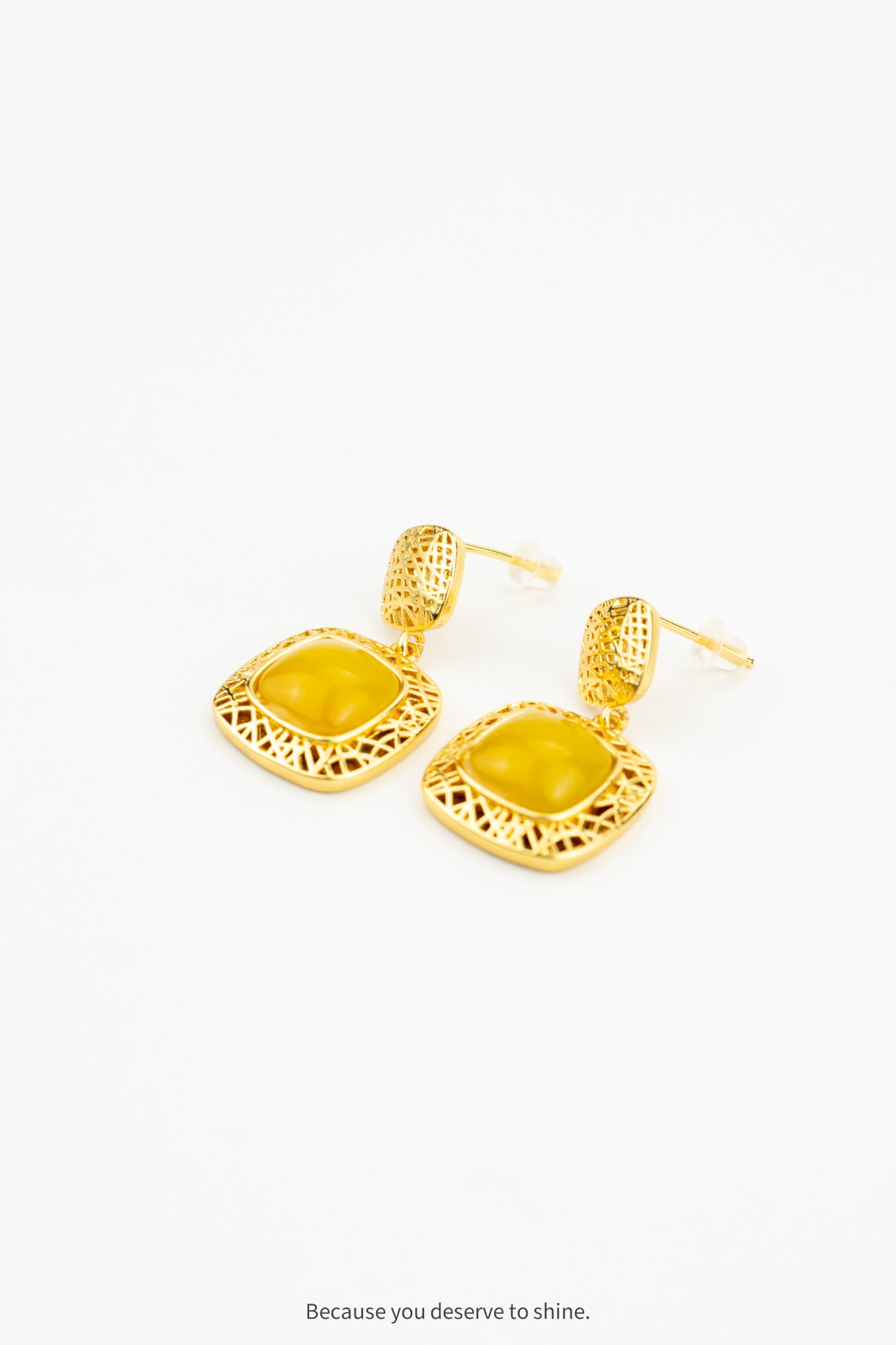 Vintage Inspired Gold Cage and Stone Earrings