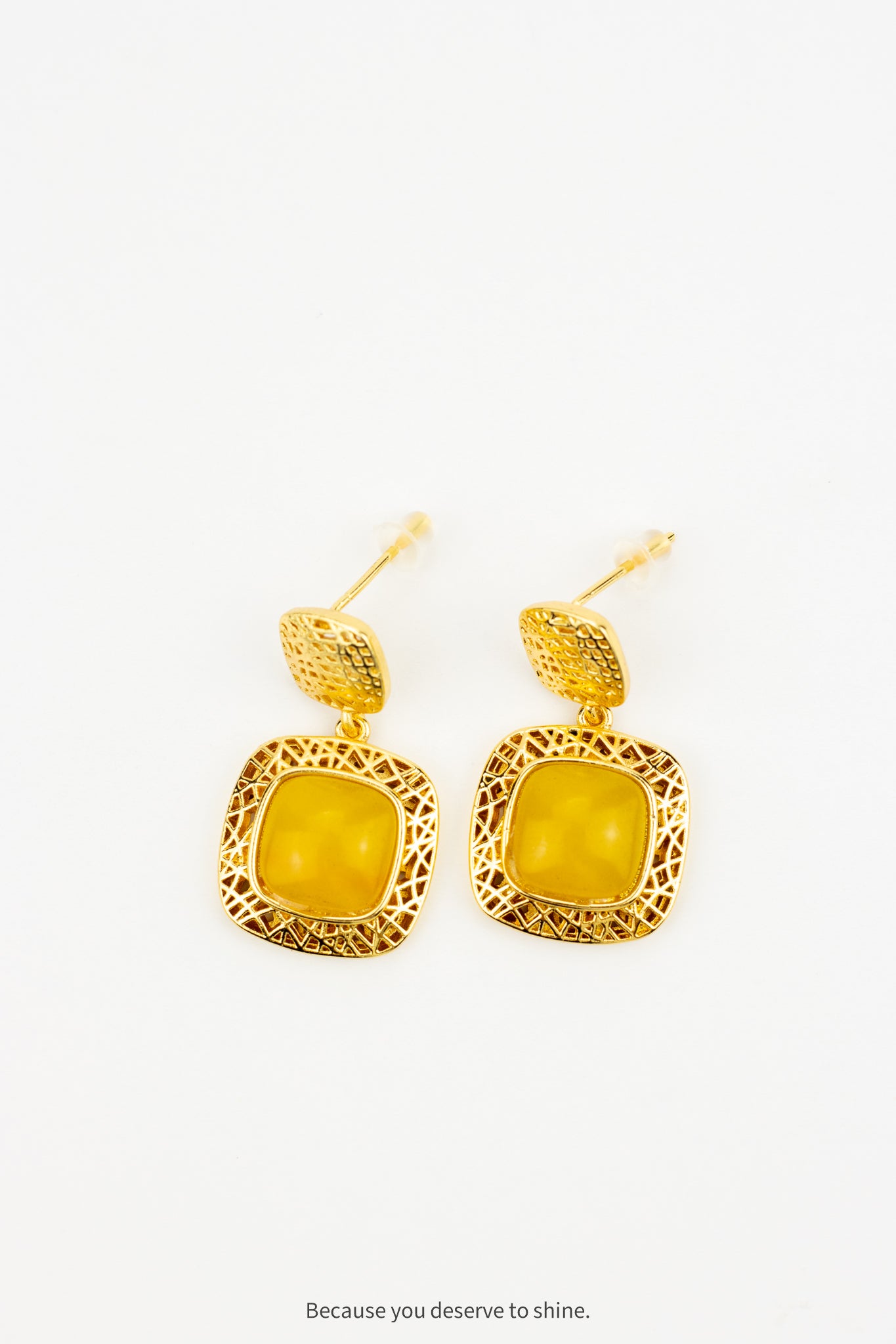 Vintage Inspired Gold Cage and Stone Earrings
