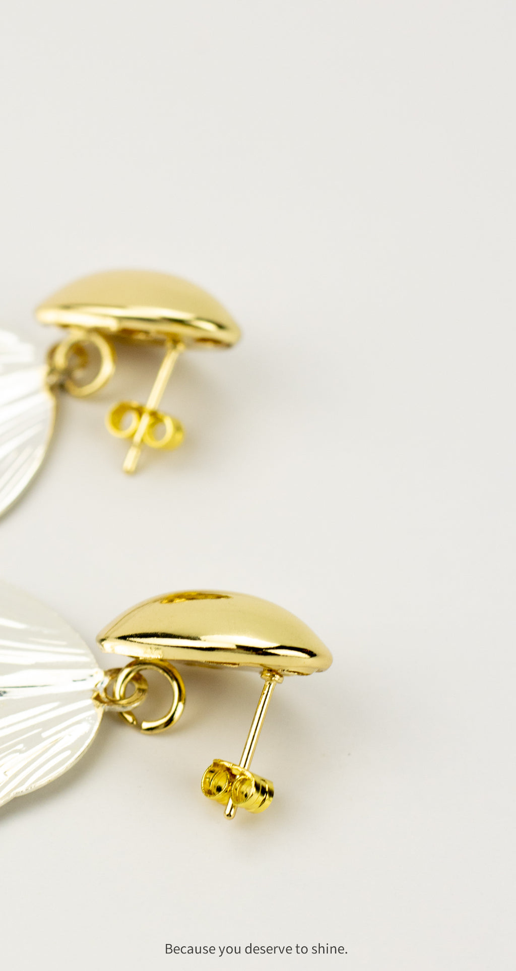 Two-Tone Plated Textured Leaf Drop Earrings