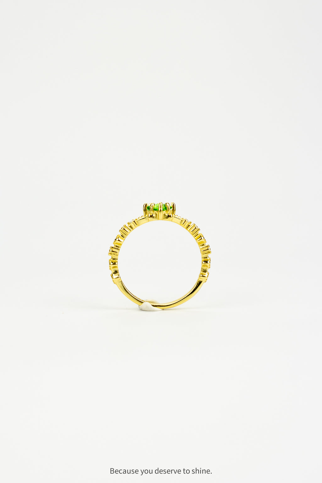 Dainty Gold Ring with Emerald and Diamond Accents