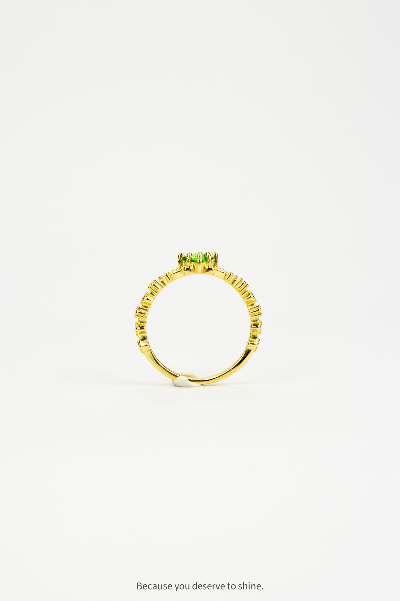 Dainty Gold Ring with Emerald and Diamond Accents