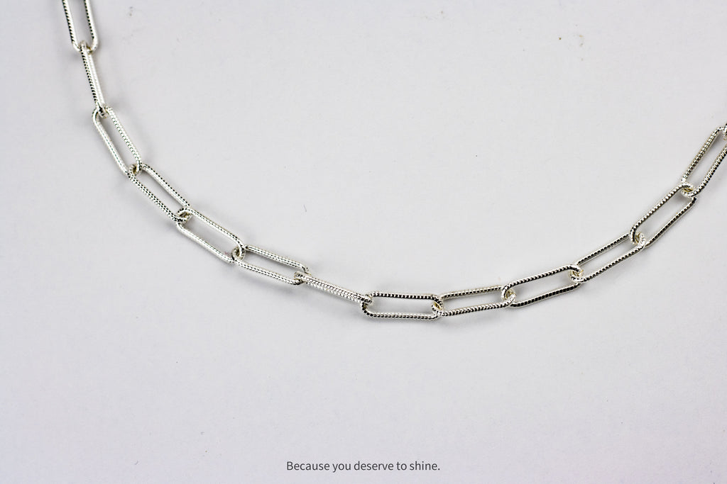 Modern Classic Silver Finish Rectangular Link Chain