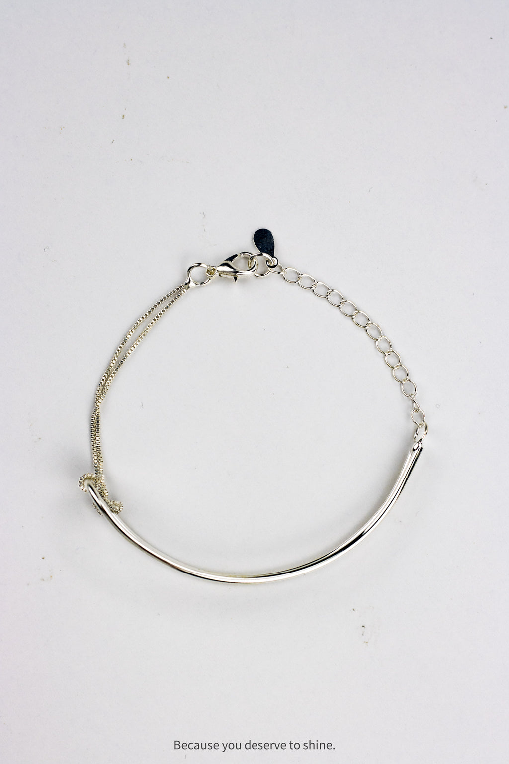 Minimalist Silver Bangle with Connection Knot Detail