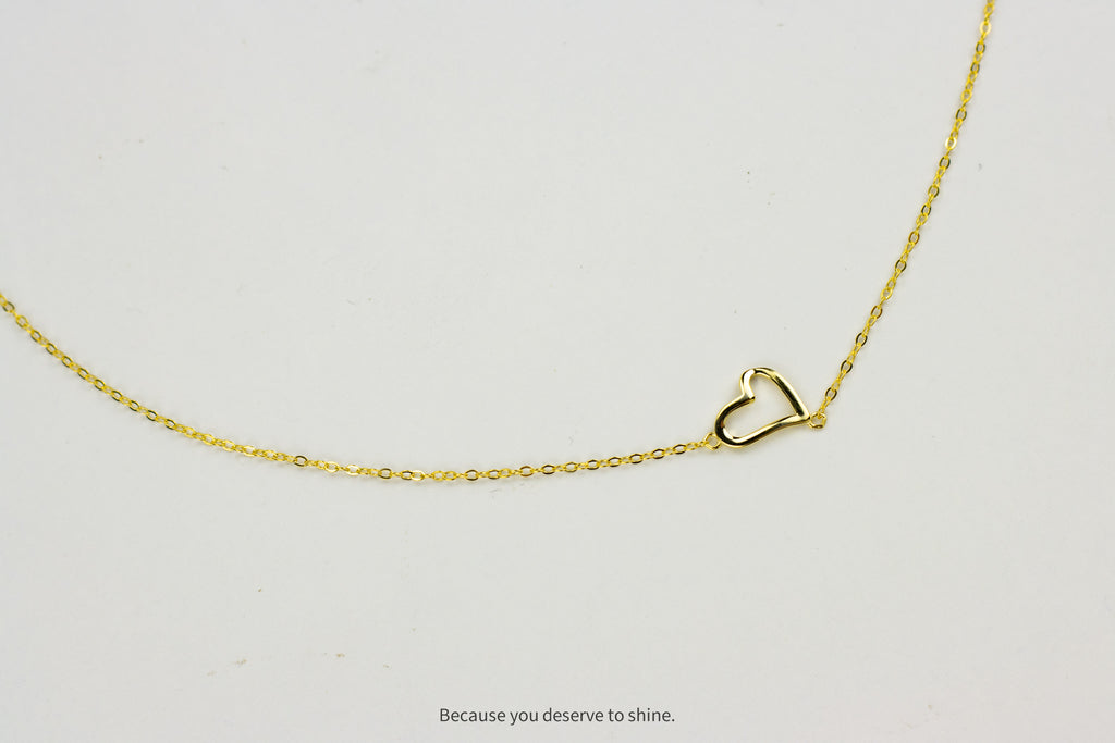 Gift for Her: Dainty Gold Heart Necklace